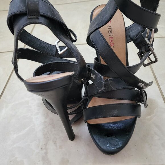 Black Ankle Strap Heels - Picture 2 of 2